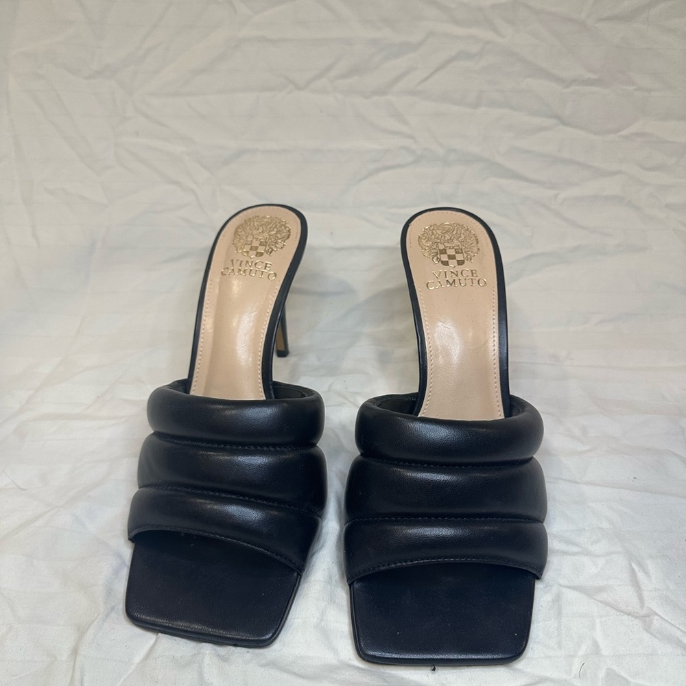 Vince Camuto Black Quilted Mules